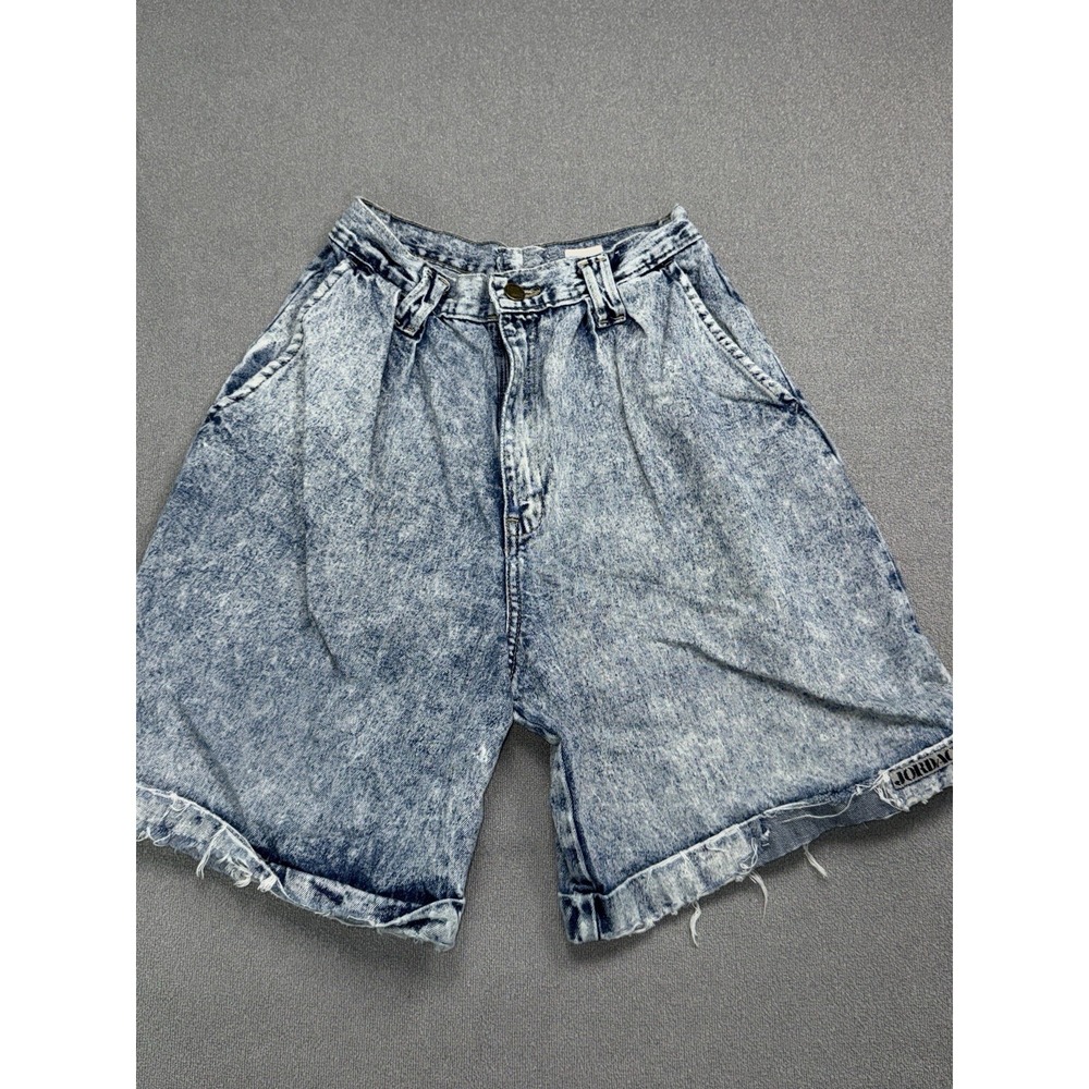 Vintage 80s 90s Acid Wash Denim Shorts Womens 10 High Waist Bermuda USA Made